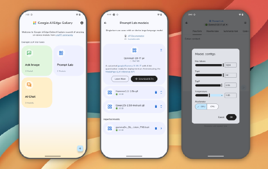 Android 版谷歌 AI 邊緣應(yīng)用庫的歡迎界面。