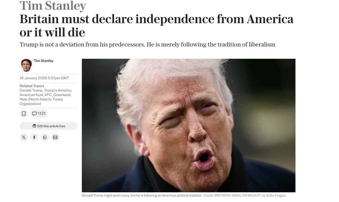 英媒警告：英国必须宣布独立于美国，否则将灭亡