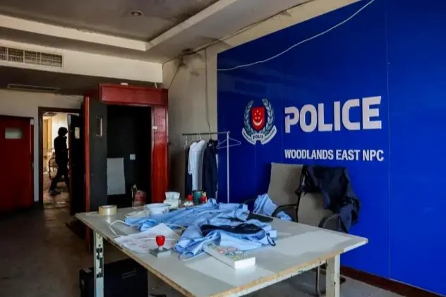 ▲电诈园区内一间被伪造成新加坡“兀兰东邻里警局”的办公室